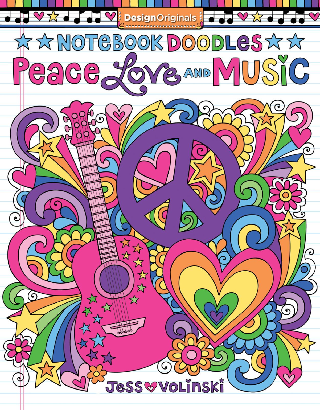 Adult Coloring Books Notebook Doodles Peace Love & Music Coloring Book